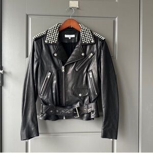IRO Noreta studded black leather jacket size 36 us 4